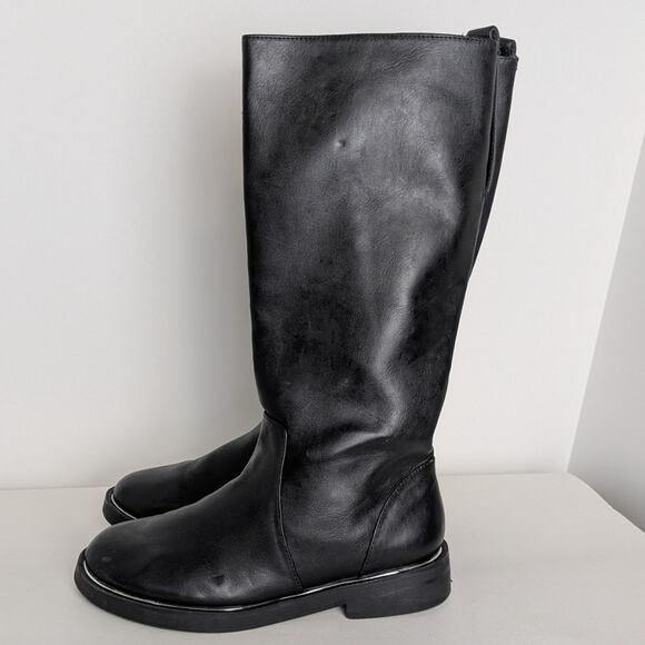 Zara Kids girls knee high black faux leather riding boots size 35 - Picture 4 of 13